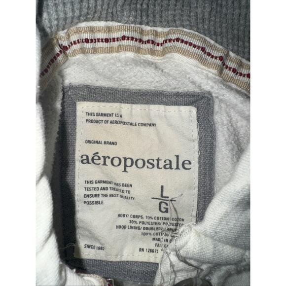 Women’s Aeropostale Hoodie Sweatshirt Gray 87 Logo Pullover Size Large 18x22 - Picture 5 of 5